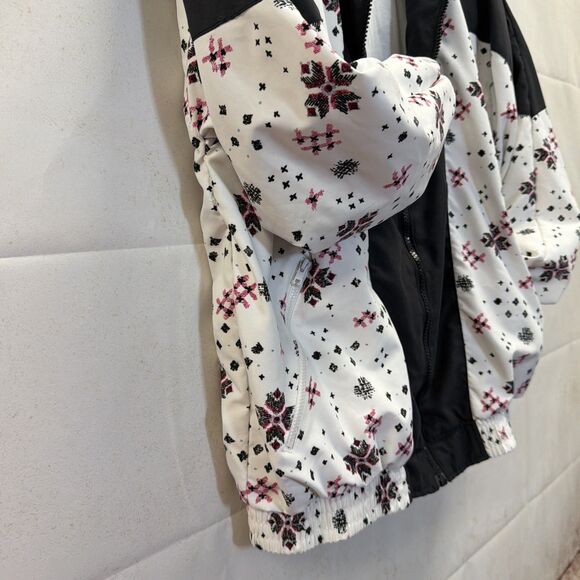 Vintage Wilson Women’s Windbreaker Jacket M White Black Pattern Retro 90s - Picture 7 of 12